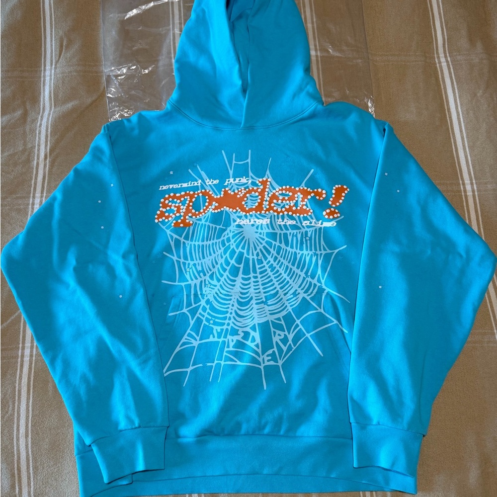 sp5der Cyan Punk V2 hoodie